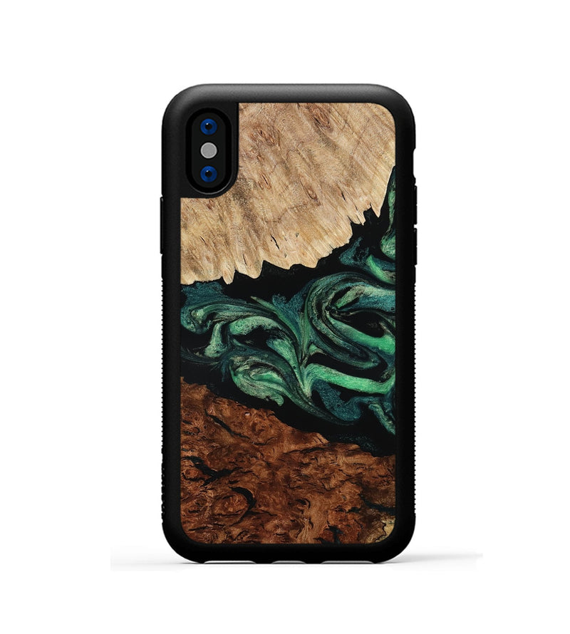 iPhone Xs Wood Phone Case - Twila (Green, 801997)