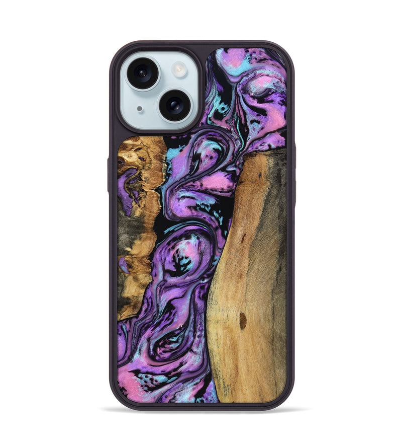 iPhone 15 Wood Phone Case - Keily (Purple, 801998)