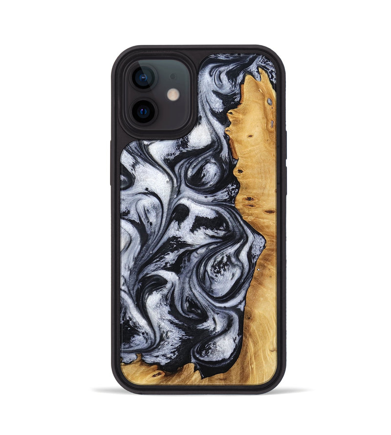 iPhone 12 Wood Phone Case - Katlynn (Black & White, 801999)
