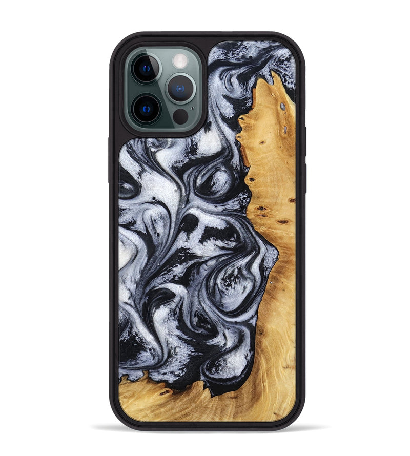 iPhone 12 Pro Max Wood Phone Case - Katlynn (Black & White, 801999)