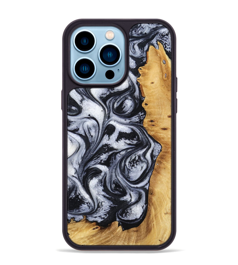 iPhone 14 Pro Max Wood Phone Case - Katlynn (Black & White, 801999)