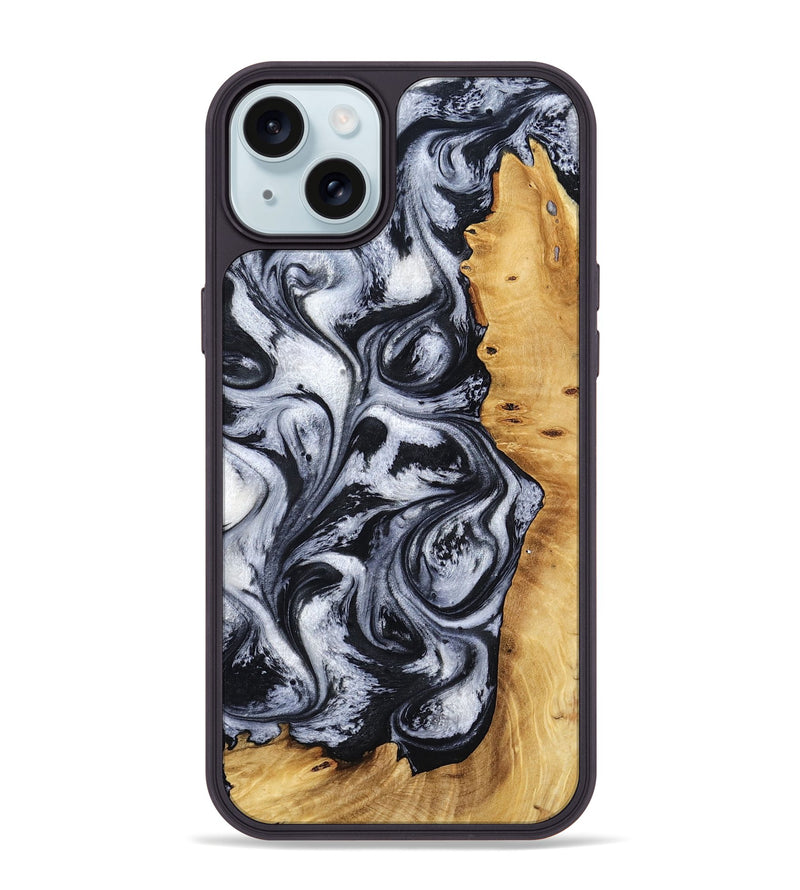 iPhone 15 Plus Wood Phone Case - Katlynn (Black & White, 801999)