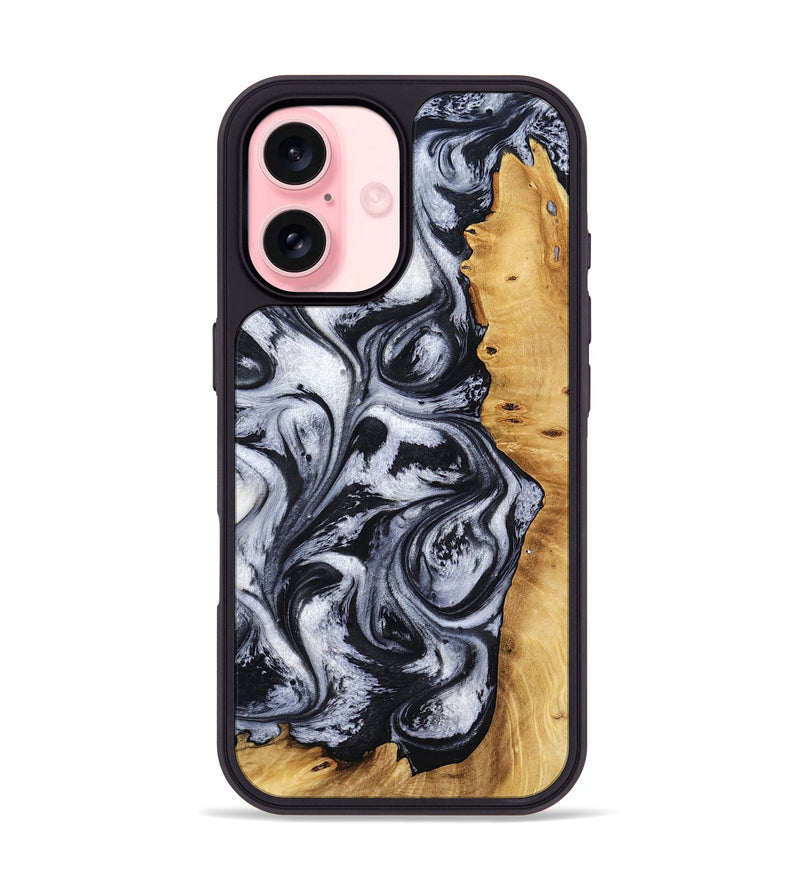 iPhone 16 Wood Phone Case - Katlynn (Black & White, 801999)