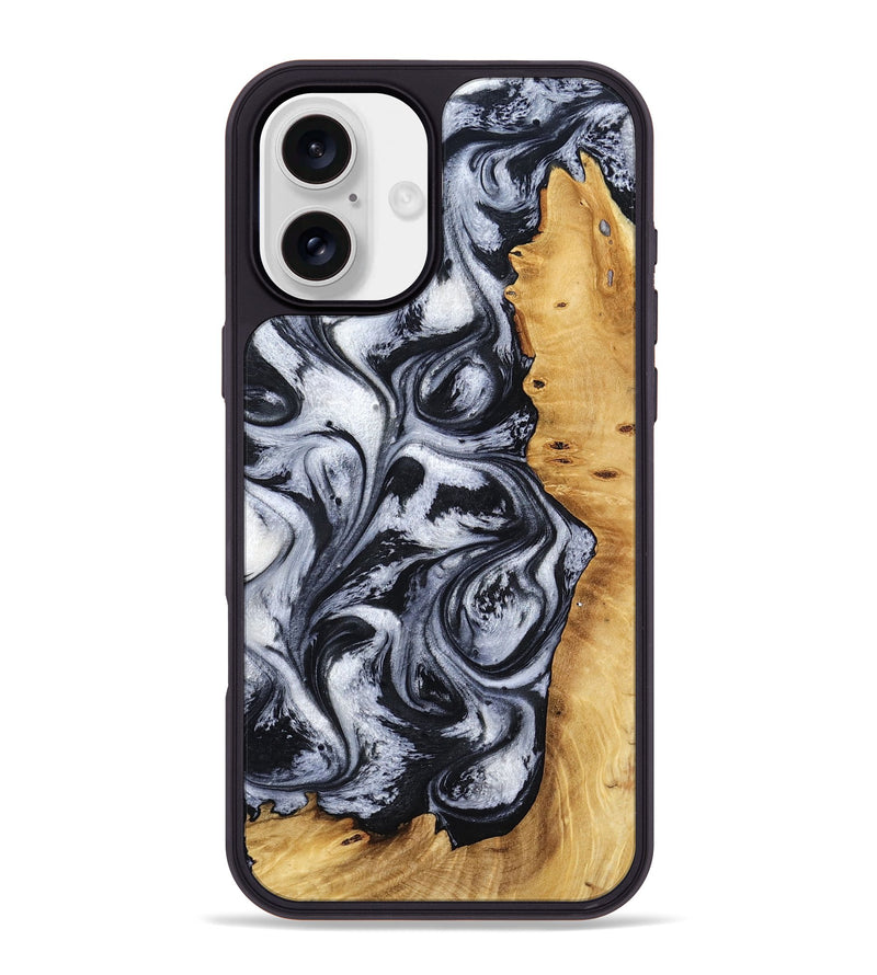 iPhone 16 Plus Wood Phone Case - Katlynn (Black & White, 801999)