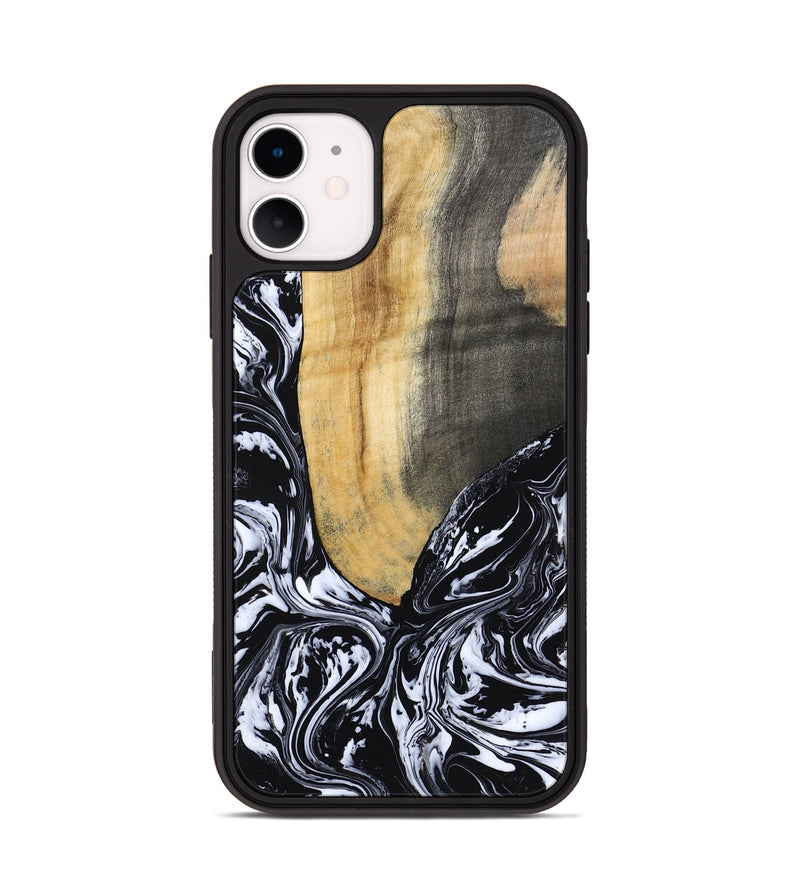 iPhone 11 Wood Phone Case - Curley (Black & White, 802000)