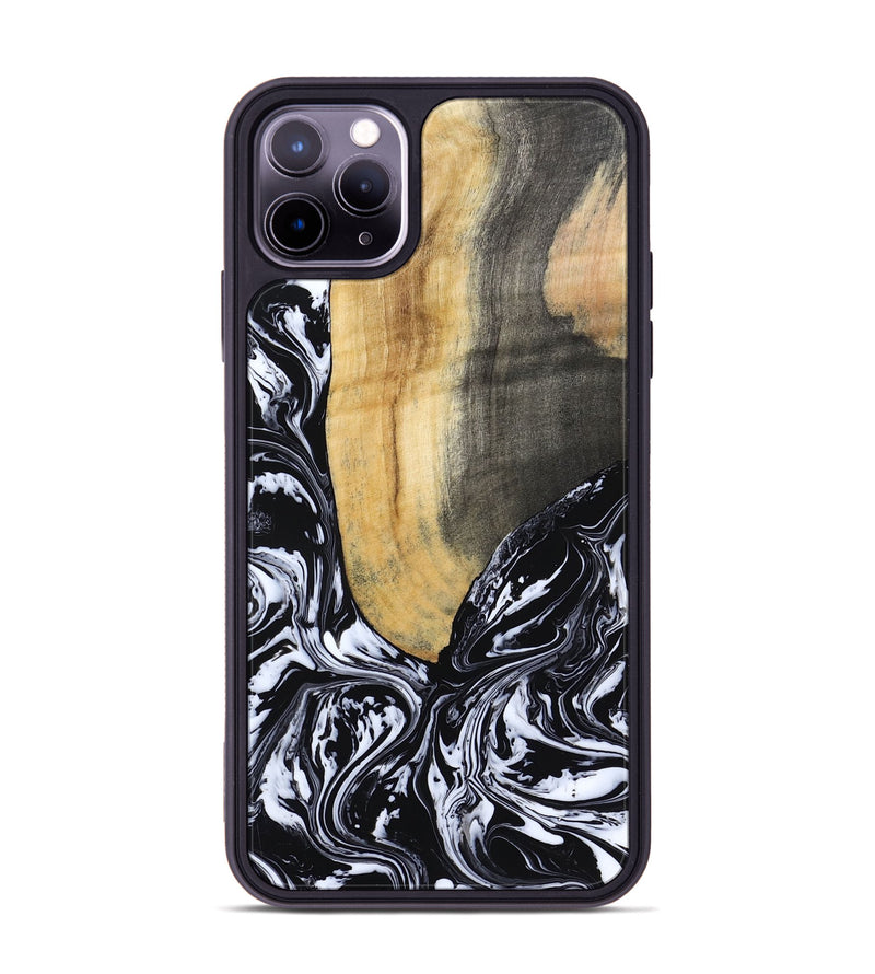 iPhone 11 Pro Max Wood Phone Case - Curley (Black & White, 802000)