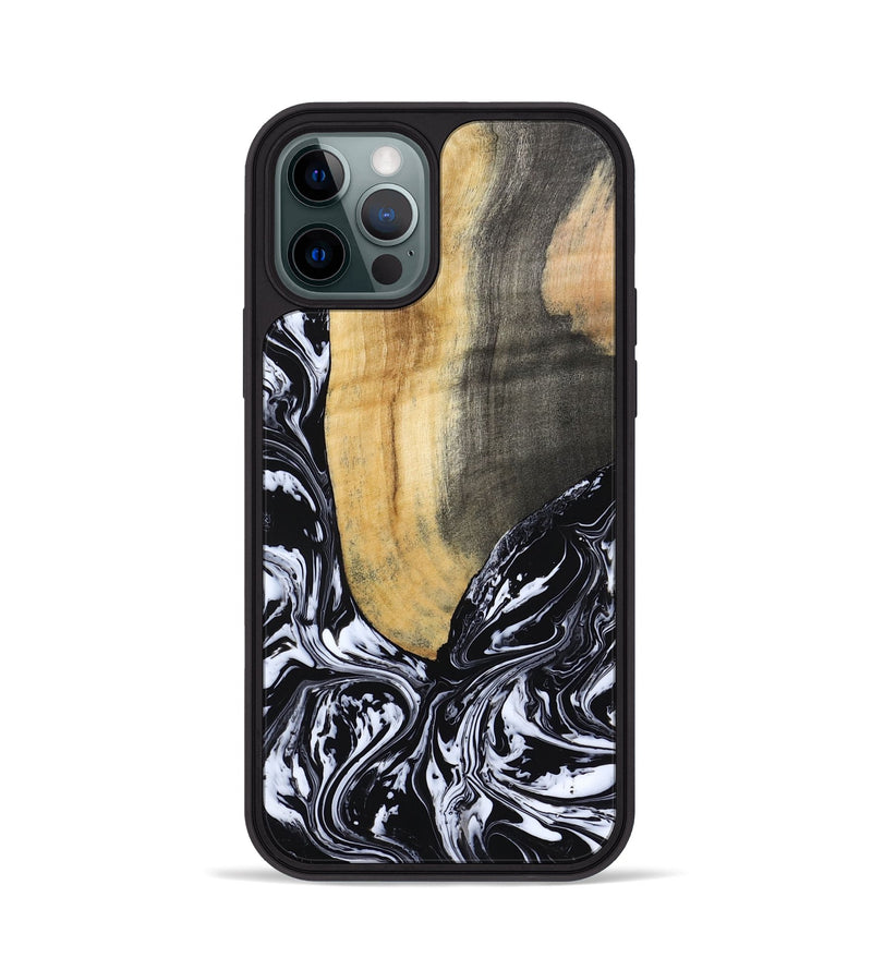 iPhone 12 Pro Wood Phone Case - Curley (Black & White, 802000)