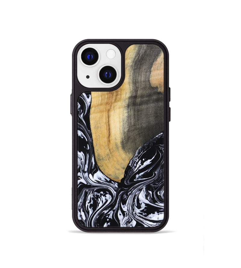 iPhone 13 mini Wood Phone Case - Curley (Black & White, 802000)