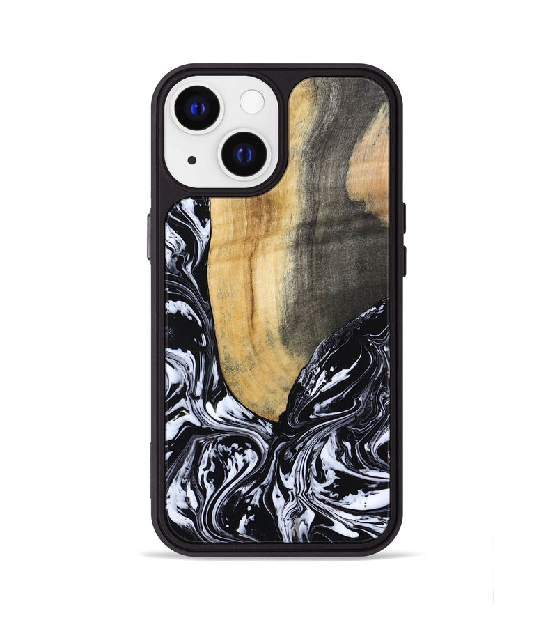 iPhone 13 Wood Phone Case - Curley (Black & White, 802000)