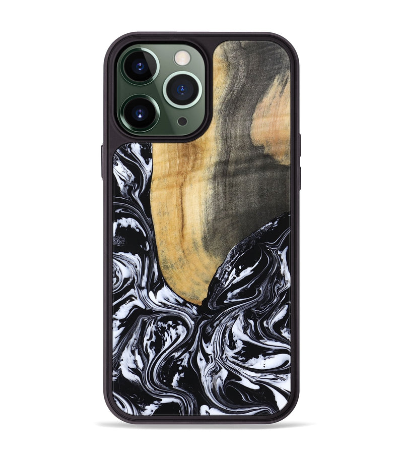 iPhone 13 Pro Max Wood Phone Case - Curley (Black & White, 802000)