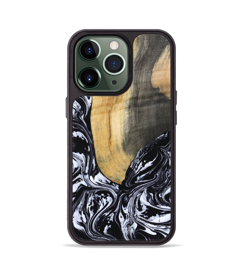 iPhone 13 Pro Wood Phone Case - Curley (Black & White, 802000)