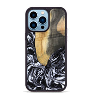 iPhone 14 Pro Max Wood Phone Case - Curley (Black & White, 802000)