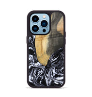iPhone 14 Pro Wood Phone Case - Curley (Black & White, 802000)