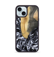 iPhone 15 Wood Phone Case - Curley (Black & White, 802000)