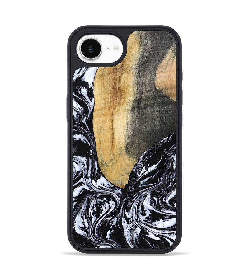 iPhone 16e Wood Phone Case - Curley (Black & White, 802000)
