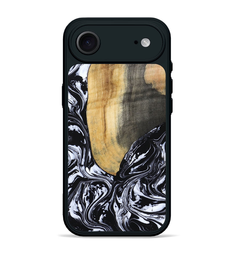 iPhone 17 Air Wood Phone Case - Curley (Black & White, 802000)