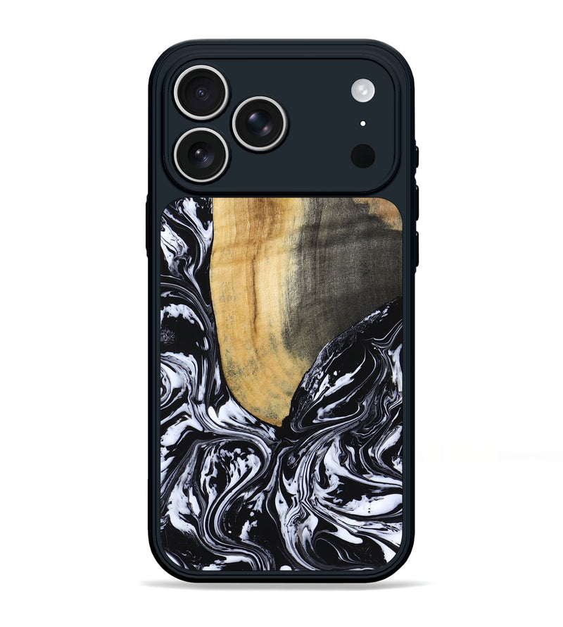 iPhone 17 Pro Max Wood Phone Case - Curley (Black & White, 802000)
