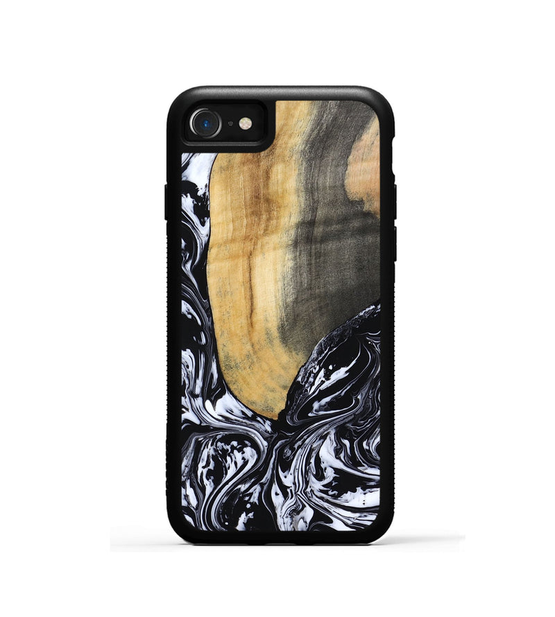 iPhone SE Wood Phone Case - Curley (Black & White, 802000)
