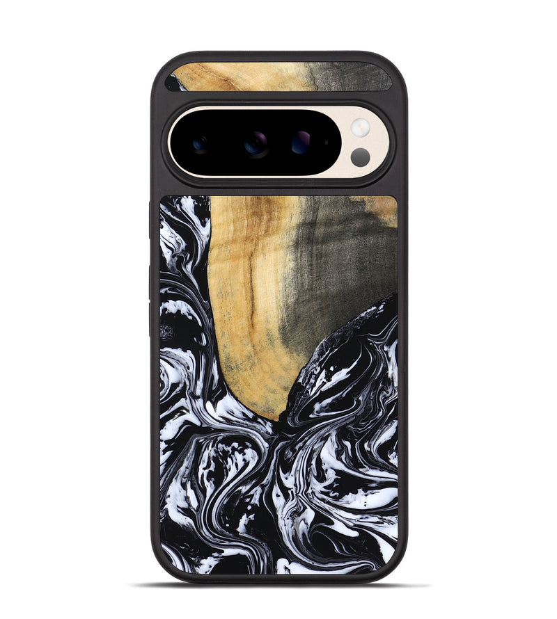 Pixel 10 Wood Phone Case - Curley (Black & White, 802000)