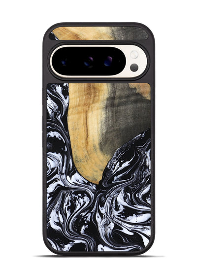 Pixel 9 Wood Phone Case - Curley (Black & White, 802000)