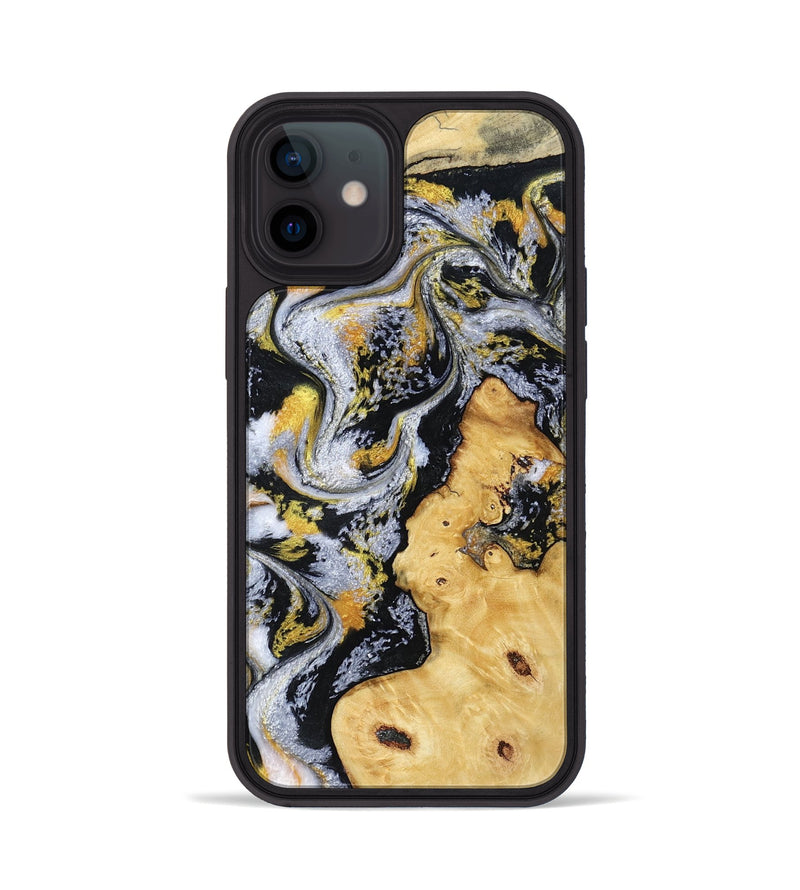 iPhone 12 Wood Phone Case - Vincent (Black & White, 802001)