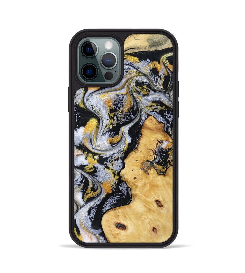 iPhone 12 Pro Wood Phone Case - Vincent (Black & White, 802001)