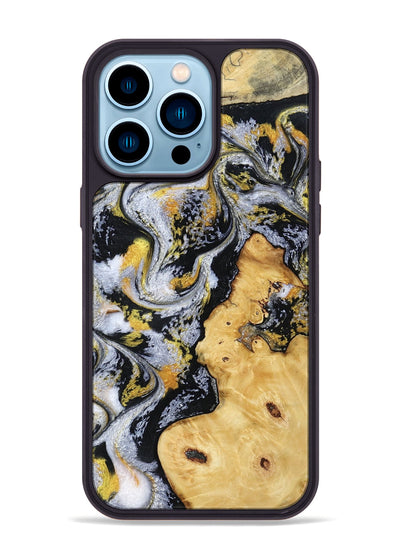 iPhone 14 Pro Max Wood Phone Case - Vincent (Black & White, 802001)