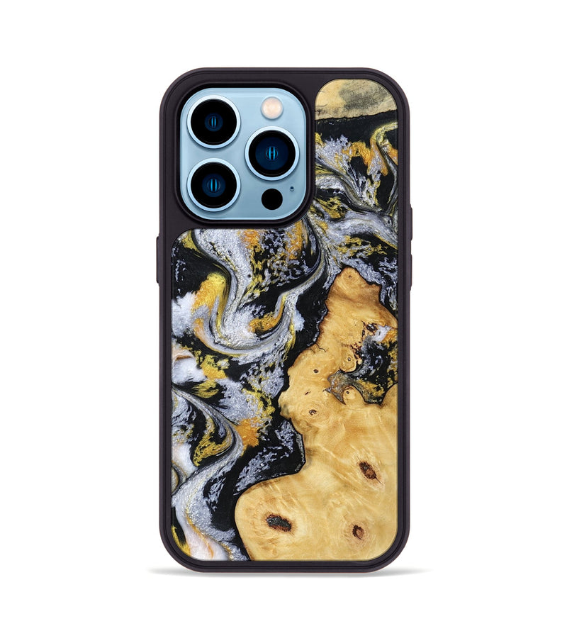 iPhone 14 Pro Wood Phone Case - Vincent (Black & White, 802001)