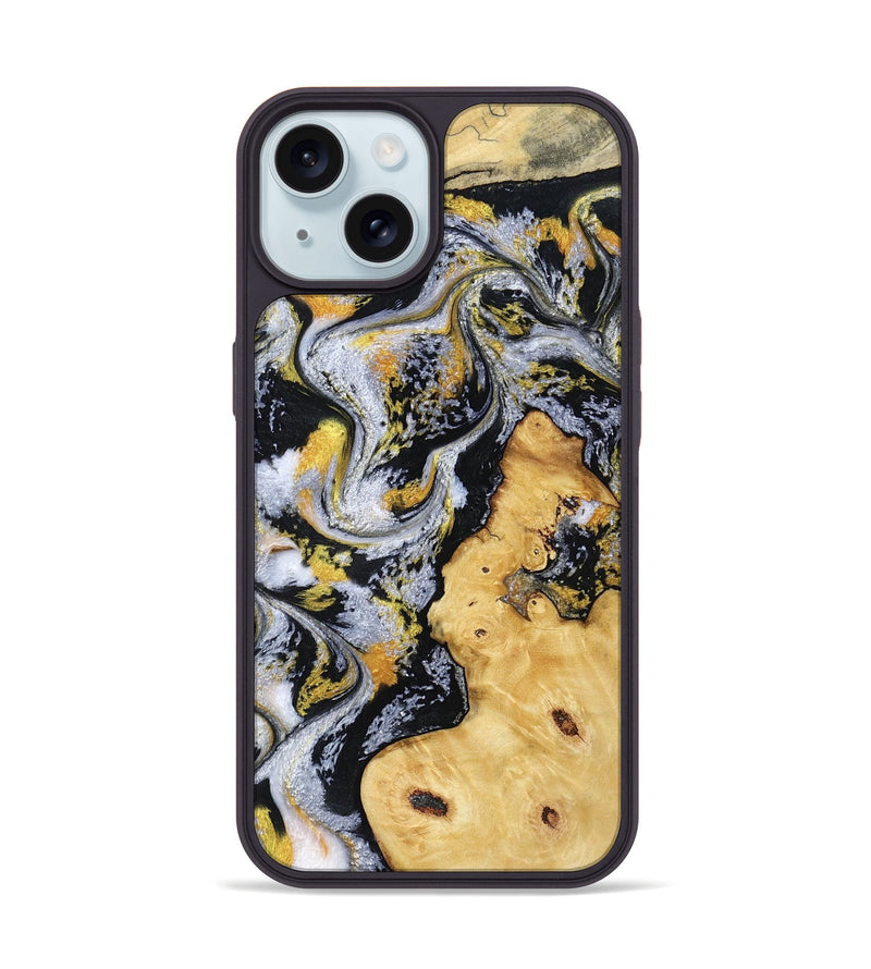 iPhone 15 Wood Phone Case - Vincent (Black & White, 802001)