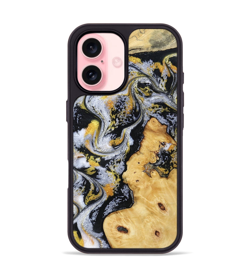 iPhone 16 Wood Phone Case - Vincent (Black & White, 802001)