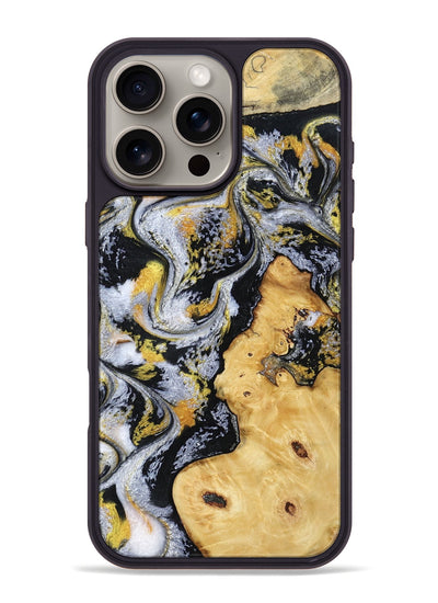 iPhone 16 Pro Max Wood Phone Case - Vincent (Black & White, 802001)