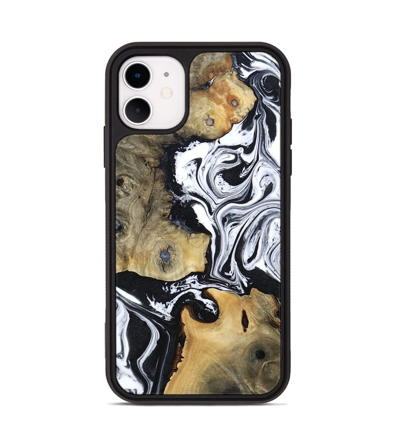 iPhone 11 Wood Phone Case - Keara (Black & White, 802002)
