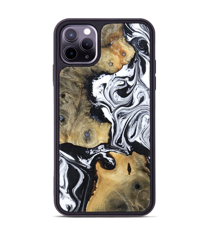 iPhone 11 Pro Max Wood Phone Case - Keara (Black & White, 802002)