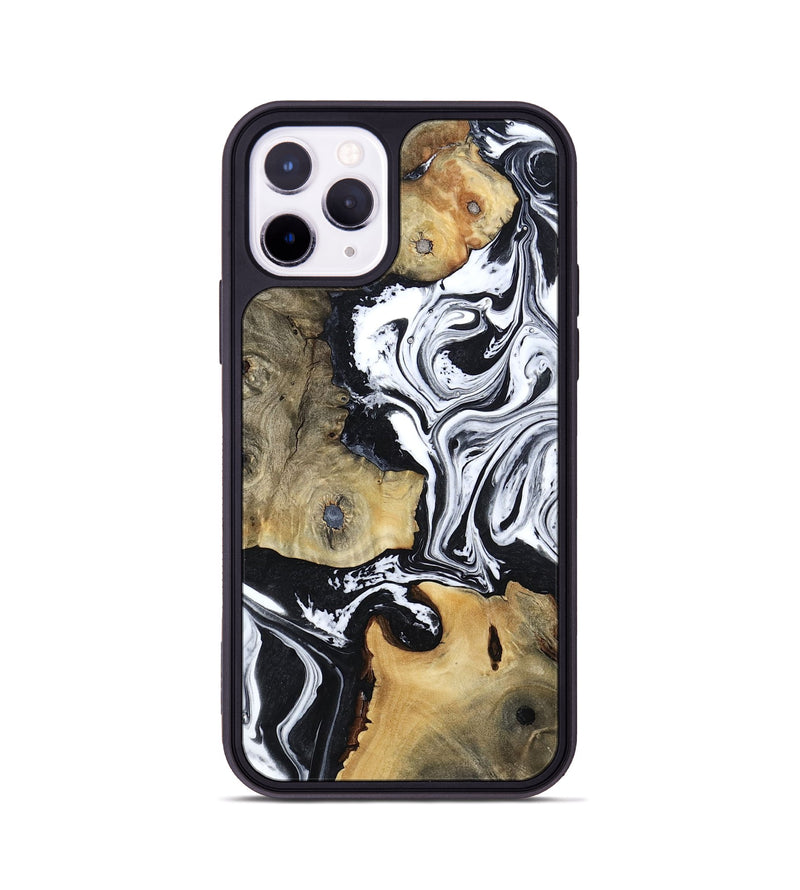 iPhone 11 Pro Wood Phone Case - Keara (Black & White, 802002)