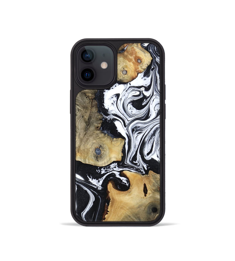 iPhone 12 mini Wood Phone Case - Keara (Black & White, 802002)
