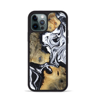 iPhone 12 Pro Wood Phone Case - Keara (Black & White, 802002)