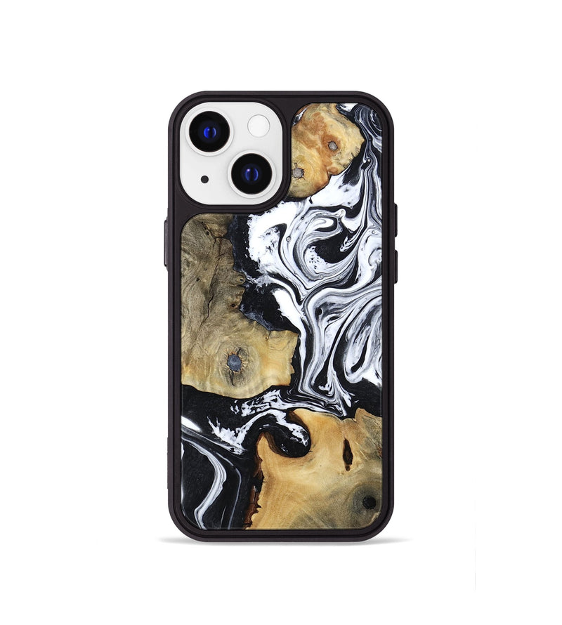 iPhone 13 mini Wood Phone Case - Keara (Black & White, 802002)