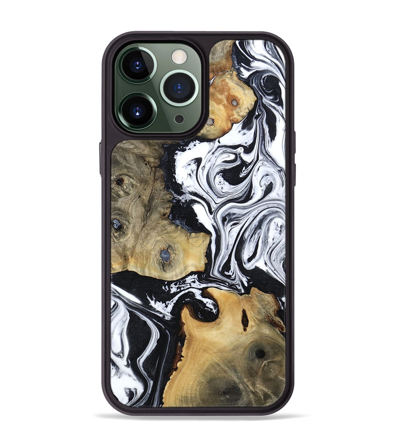 iPhone 13 Pro Max Wood Phone Case - Keara (Black & White, 802002)