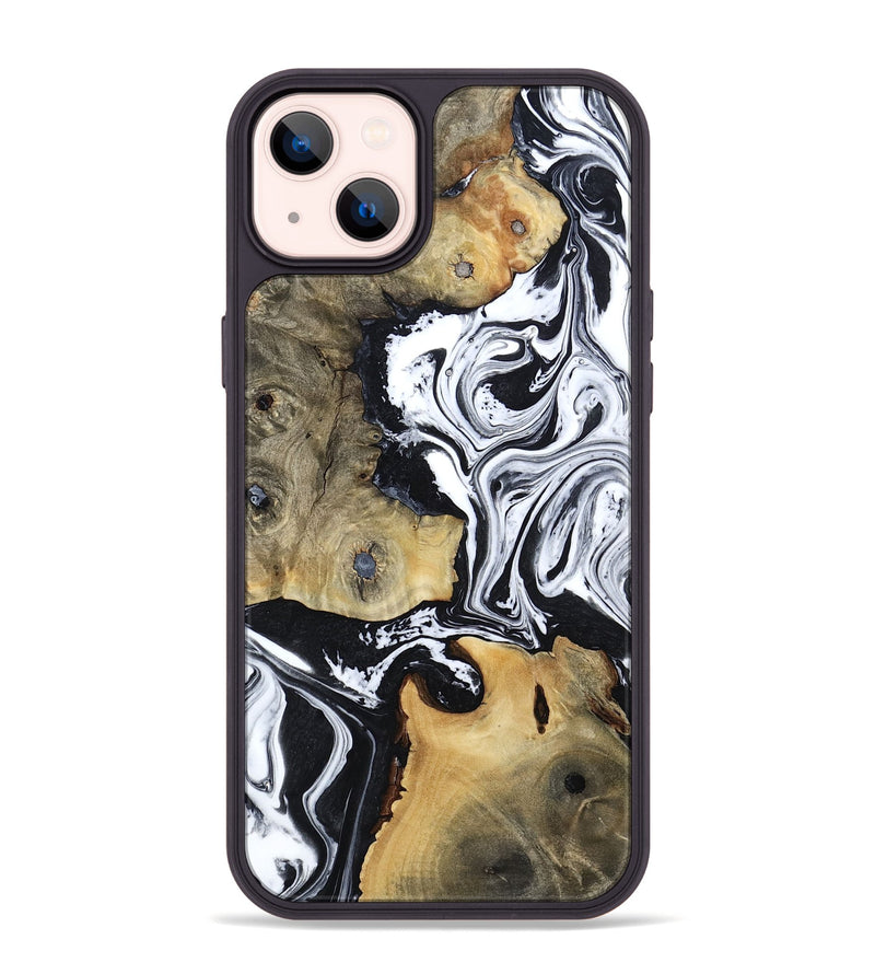 iPhone 14 Plus Wood Phone Case - Keara (Black & White, 802002)
