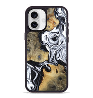 iPhone 16 Plus Wood Phone Case - Keara (Black & White, 802002)