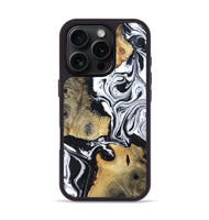 iPhone 16 Pro Wood Phone Case - Keara (Black & White, 802002)