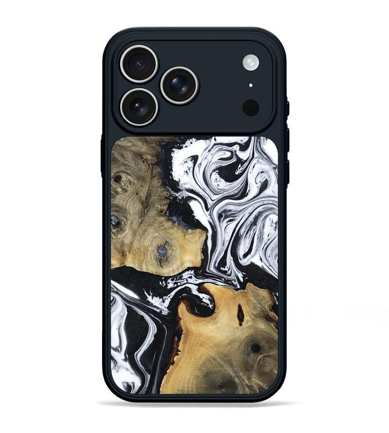 iPhone 17 Pro Max Wood Phone Case - Keara (Black & White, 802002)