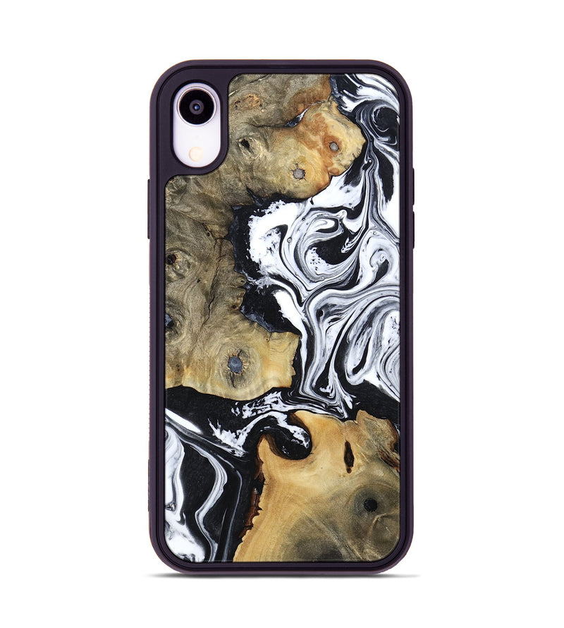 iPhone Xr Wood Phone Case - Keara (Black & White, 802002)