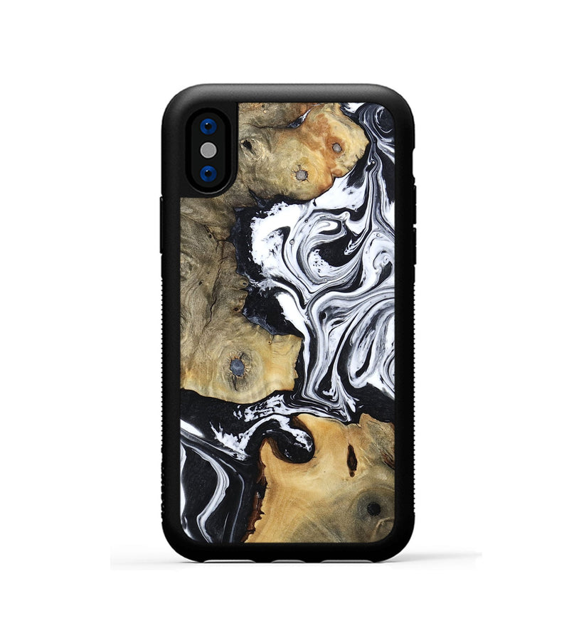 iPhone Xs Wood Phone Case - Keara (Black & White, 802002)