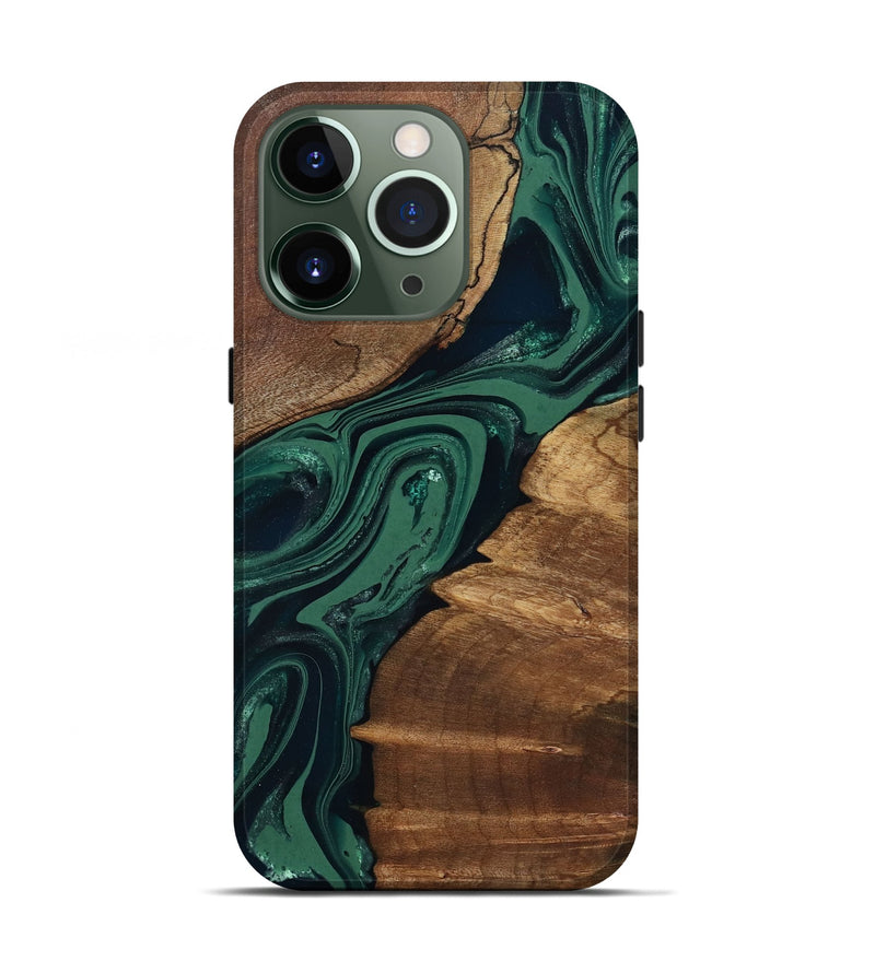iPhone 13 Pro Wood Live Edge Phone Case - Yara (Green, 802060)
