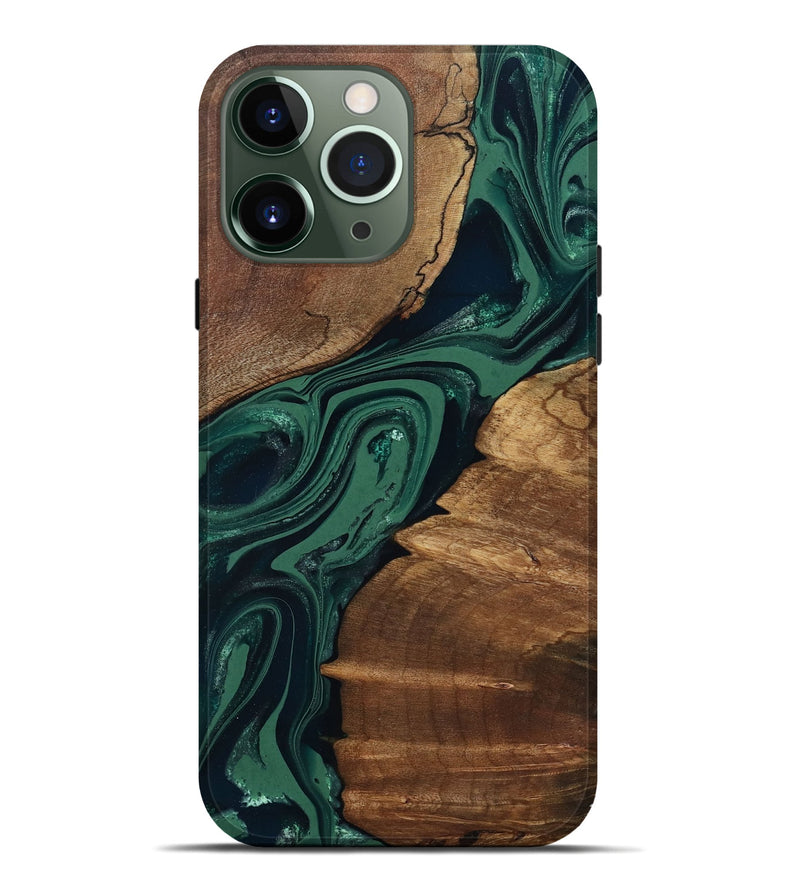 iPhone 13 Pro Max Wood Live Edge Phone Case - Yara (Green, 802060)