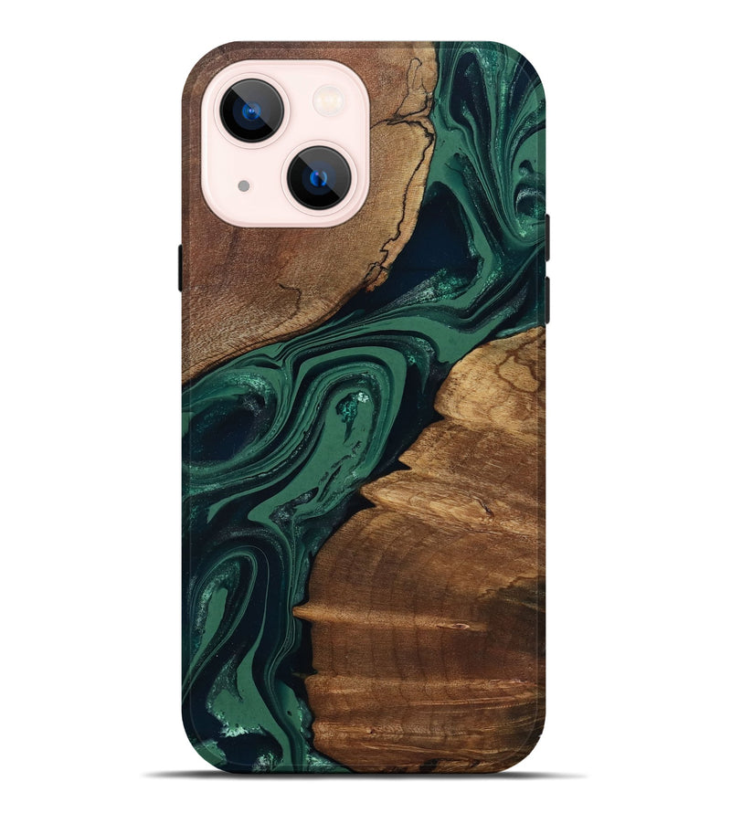 iPhone 14 Plus Wood Live Edge Phone Case - Yara (Green, 802060)