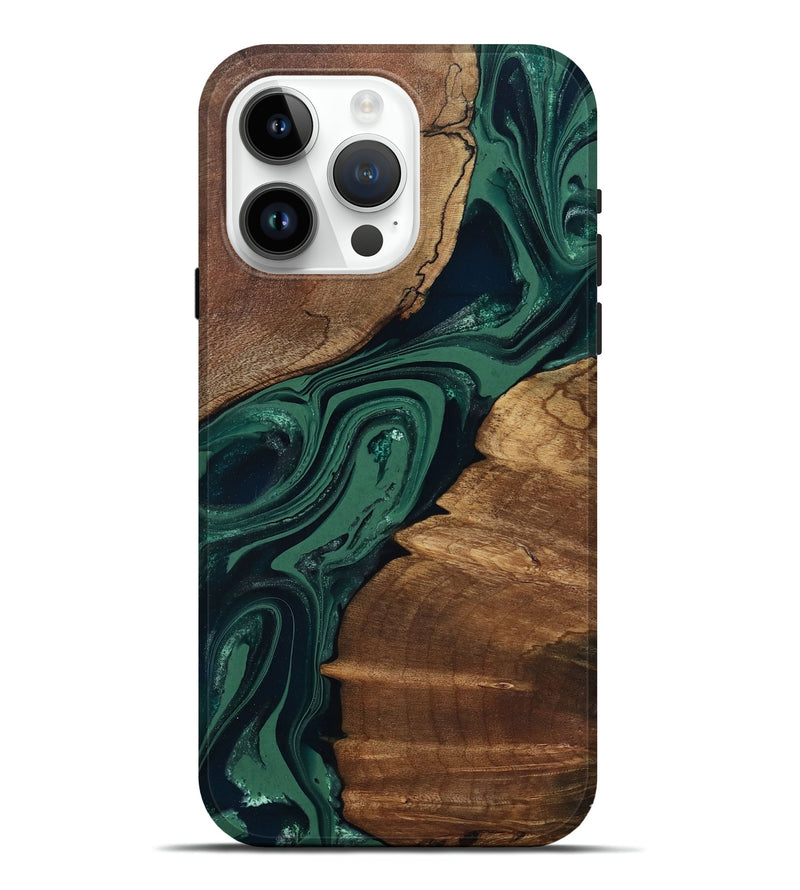 iPhone 15 Pro Max Wood Live Edge Phone Case - Yara (Green, 802060)