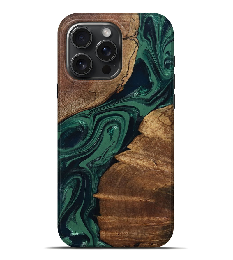 iPhone 16 Pro Max Wood Live Edge Phone Case - Yara (Green, 802060)