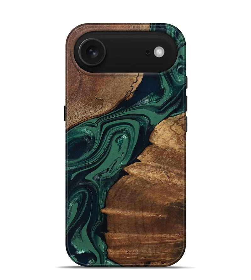 iPhone 17 Air Wood Live Edge Phone Case - Yara (Green, 802060)
